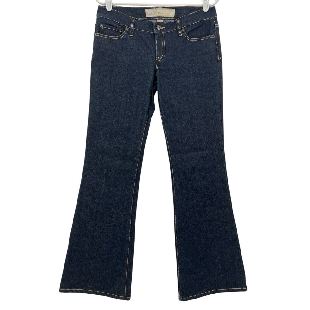 LOFT by Ann Taylor Women's Navy Denim Jeans Sz 4 Flare Leg Low Rise Stretch NWOT